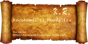 Kecskeméti Rozália névjegykártya